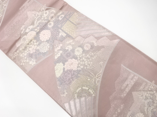 アンティーク　扇に花車模様織り出し袋帯（材料）